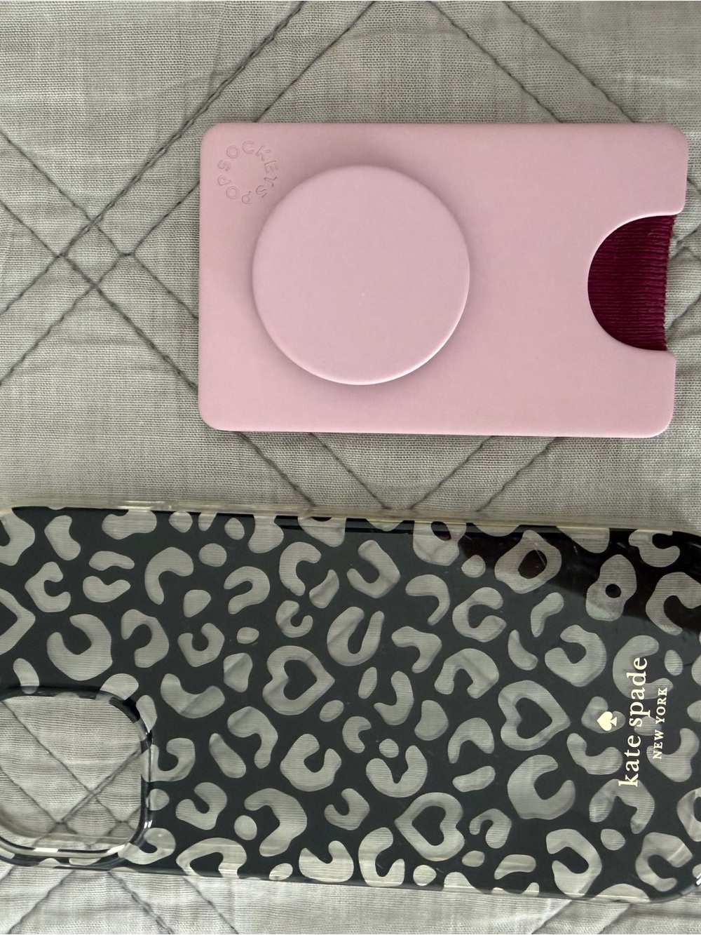 kate spade Black & Clear Leopard Print Phone Case with Pink Card Holder